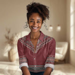 Tunisian Embroidery Pattern Women Casual Shirt - African Pride