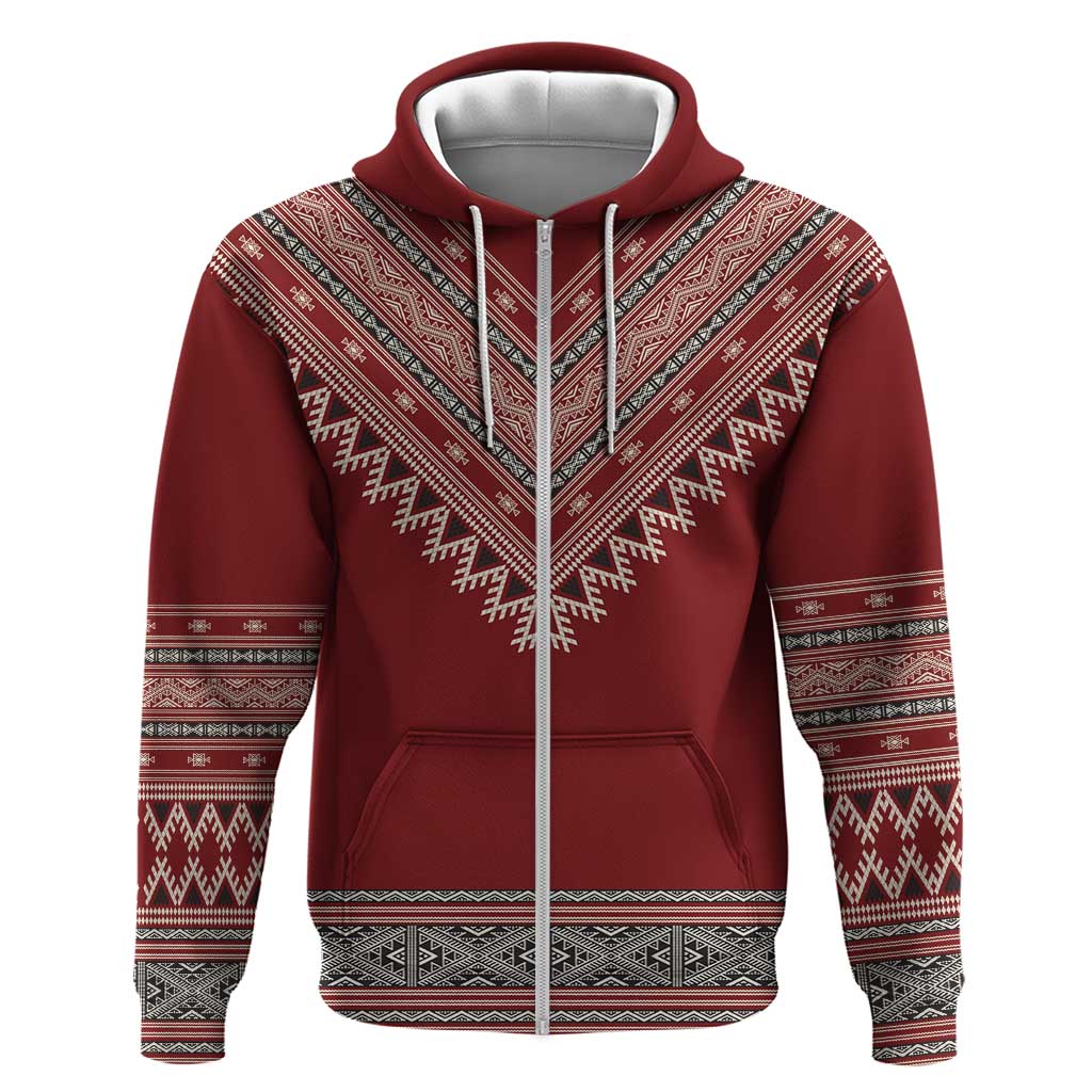 Tunisian Embroidery Pattern Zip Hoodie - African Pride