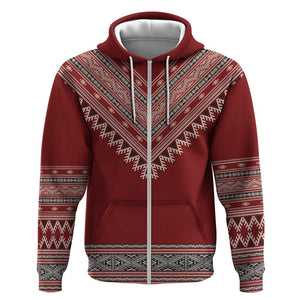 Tunisian Embroidery Pattern Zip Hoodie - African Pride