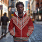 Tunisian Embroidery Pattern Zip Hoodie - African Pride