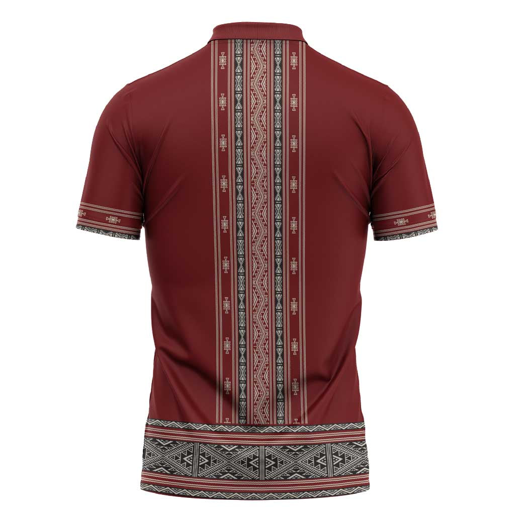 Tunisian Embroidery Pattern Zipper Polo Shirt - African Pride