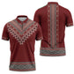 Tunisian Embroidery Pattern Zipper Polo Shirt - African Pride