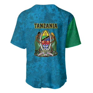 African Volcano Kilimanjaro Tanzania Baseball Jersey Grunge Flag Map of Tanzania - African Pride