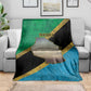 African Volcano Kilimanjaro Tanzania Blanket Grunge Flag Map of Tanzania - African Pride
