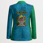 African Volcano Kilimanjaro Tanzania Blazer Grunge Flag Map of Tanzania
