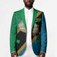 African Volcano Kilimanjaro Tanzania Blazer Grunge Flag Map of Tanzania