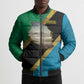 African Volcano Kilimanjaro Tanzania Bomber Puffer Jacket Grunge Flag Map of Tanzania