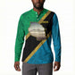 African Volcano Kilimanjaro Tanzania Button Sweatshirt Grunge Flag Map of Tanzania
