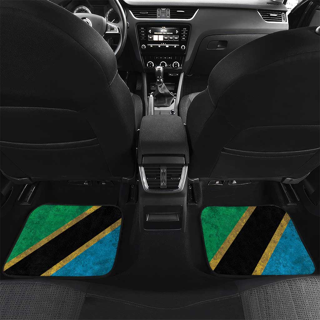 African Volcano Kilimanjaro Tanzania Car Mats Grunge Flag Map of Tanzania - African Pride