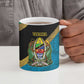 African Volcano Kilimanjaro Tanzania Ceramic Mug Grunge Flag Map of Tanzania