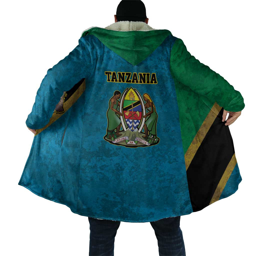 African Volcano Kilimanjaro Tanzania Cloak Grunge Flag Map of Tanzania