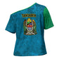 African Volcano Kilimanjaro Tanzania Cross Shoulder Shirt Grunge Flag Map of Tanzania