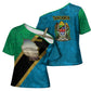 African Volcano Kilimanjaro Tanzania Cross Shoulder Shirt Grunge Flag Map of Tanzania