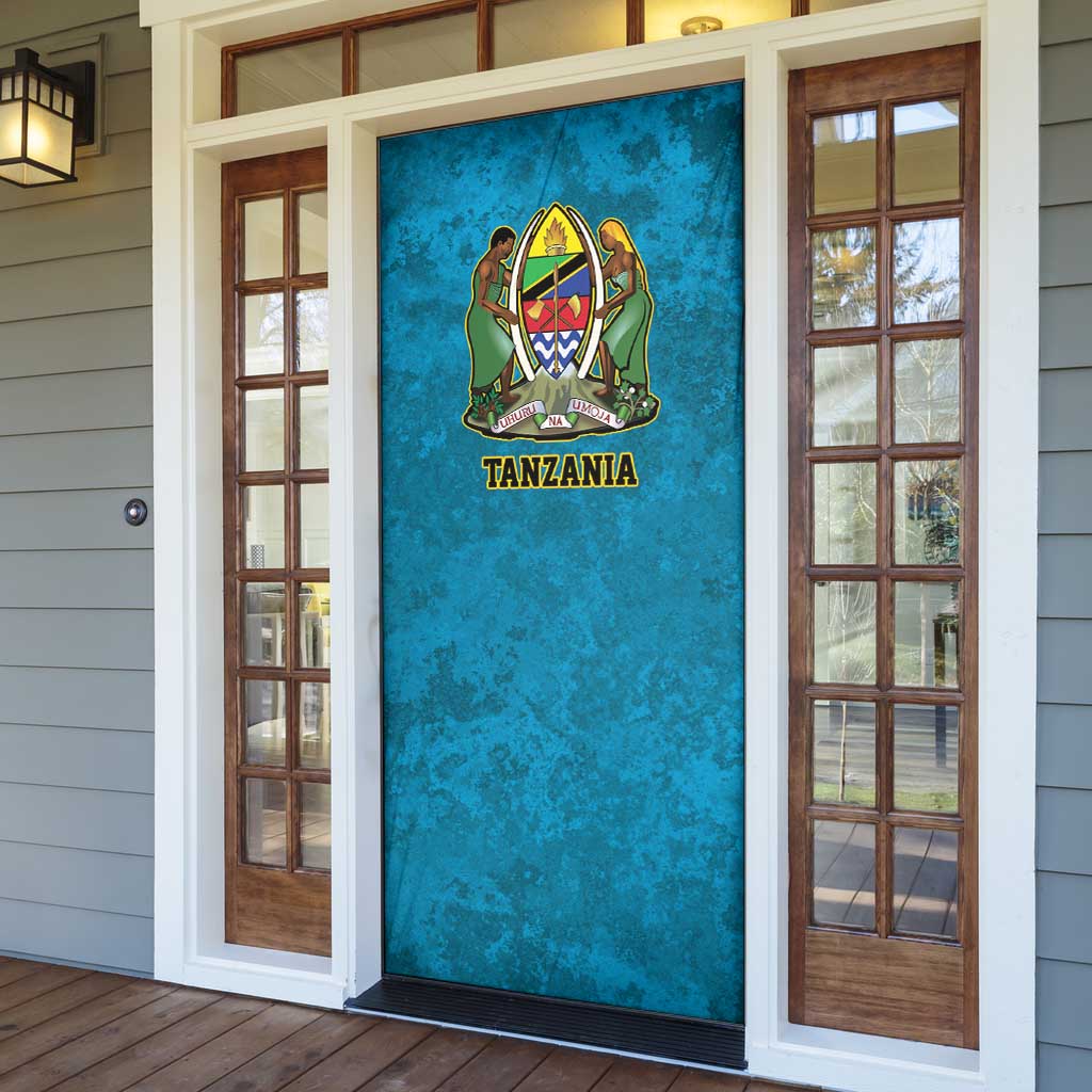 African Volcano Kilimanjaro Tanzania Door Cover Grunge Flag Map of Tanzania
