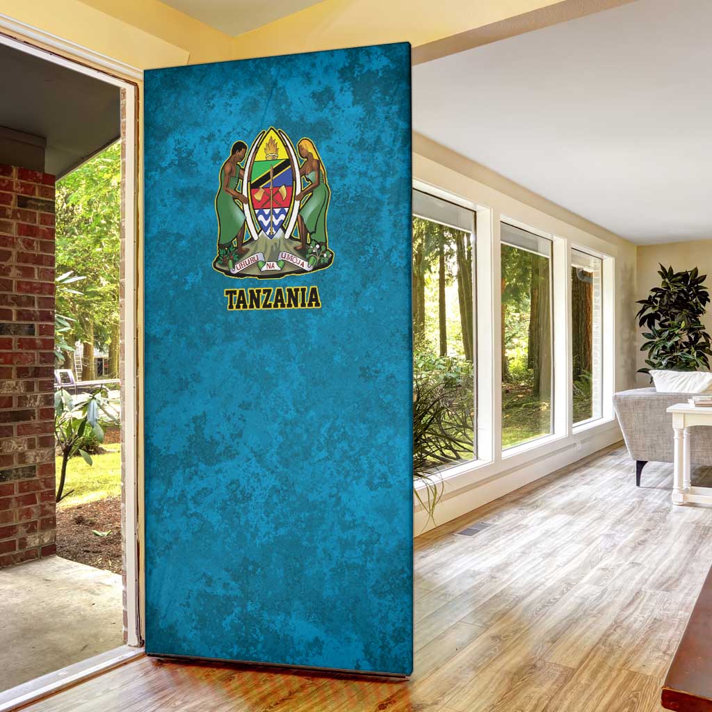 African Volcano Kilimanjaro Tanzania Door Cover Grunge Flag Map of Tanzania