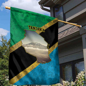 African Volcano Kilimanjaro Tanzania Garden Flag Grunge Flag Map of Tanzania - African Pride
