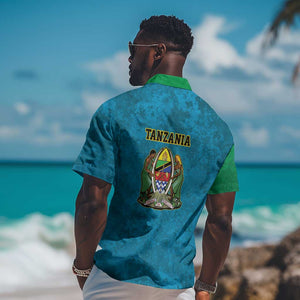 African Volcano Kilimanjaro Tanzania Hawaiian Shirt Grunge Flag Map of Tanzania - African Pride