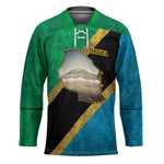 African Volcano Kilimanjaro Tanzania Hockey Jersey Grunge Flag Map of Tanzania