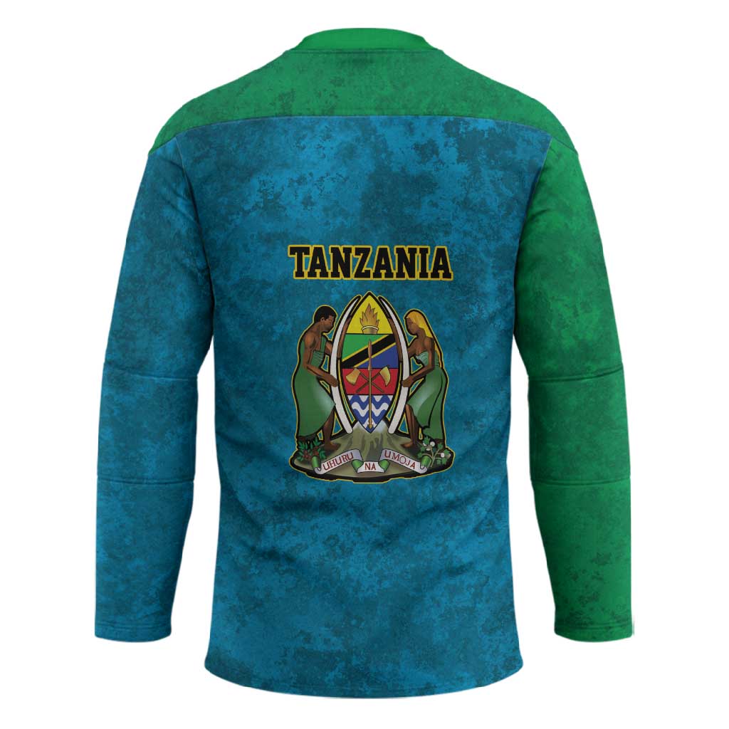 African Volcano Kilimanjaro Tanzania Hockey Jersey Grunge Flag Map of Tanzania