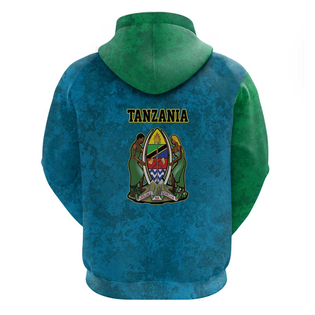 African Volcano Kilimanjaro Tanzania Hoodie Grunge Flag Map of Tanzania - African Pride