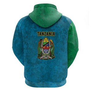 African Volcano Kilimanjaro Tanzania Hoodie Grunge Flag Map of Tanzania - African Pride