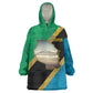 African Volcano Kilimanjaro Tanzania Kid Wearable Blanket Hoodie Grunge Flag Map of Tanzania - African Pride