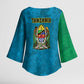 African Volcano Kilimanjaro Tanzania Kimono Sleeve Blouse Grunge Flag Map of Tanzania