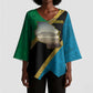 African Volcano Kilimanjaro Tanzania Kimono Sleeve Blouse Grunge Flag Map of Tanzania
