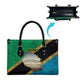 African Volcano Kilimanjaro Tanzania Leather Bag Grunge Flag Map of Tanzania