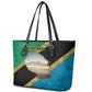 African Volcano Kilimanjaro Tanzania Leather Tote Bag Grunge Flag Map of Tanzania - African Pride