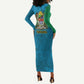 African Volcano Kilimanjaro Tanzania Long Sleeve Bodycon Dress Grunge Flag Map of Tanzania - African Pride