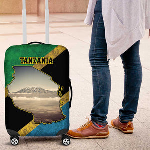 African Volcano Kilimanjaro Tanzania Luggage Cover Grunge Flag Map of Tanzania - African Pride