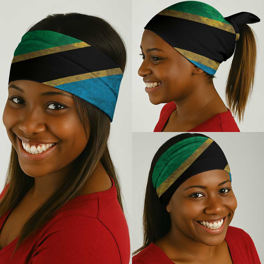 African Volcano Kilimanjaro Tanzania Neck Gaiter Grunge Flag Map of Tanzania - African Pride
