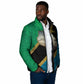 African Volcano Kilimanjaro Tanzania Padded Jacket Grunge Flag Map of Tanzania