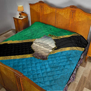 African Volcano Kilimanjaro Tanzania Quilt Grunge Flag Map of Tanzania - African Pride