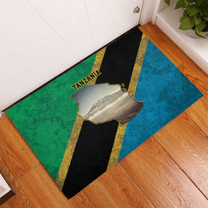 African Volcano Kilimanjaro Tanzania Rubber Doormat Grunge Flag Map of Tanzania - African Pride