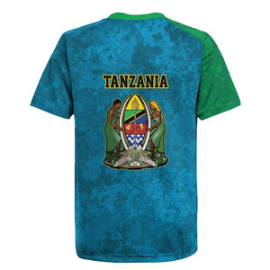 African Volcano Kilimanjaro Tanzania Rugby Jersey Grunge Flag Map of Tanzania - African Pride