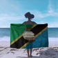 African Volcano Kilimanjaro Tanzania Sarong Grunge Flag Map of Tanzania - African Pride