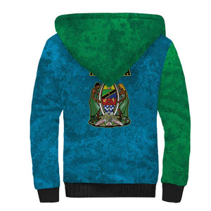 African Volcano Kilimanjaro Tanzania Sherpa Hoodie Grunge Flag Map of Tanzania - African Pride