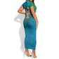 African Volcano Kilimanjaro Tanzania Short Sleeve Bodycon Dress Grunge Flag Map of Tanzania - African Pride
