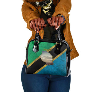 African Volcano Kilimanjaro Tanzania Shoulder Handbag Grunge Flag Map of Tanzania - African Pride