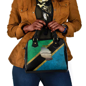 African Volcano Kilimanjaro Tanzania Shoulder Handbag Grunge Flag Map of Tanzania - African Pride