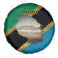 African Volcano Kilimanjaro Tanzania Spare Tire Cover Grunge Flag Map of Tanzania - African Pride