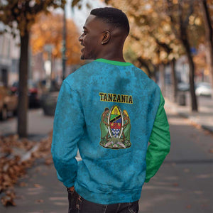 African Volcano Kilimanjaro Tanzania Sweatshirt Grunge Flag Map of Tanzania - African Pride