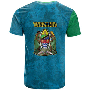 African Volcano Kilimanjaro Tanzania T shirt Grunge Flag Map of Tanzania - African Pride
