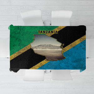 African Volcano Kilimanjaro Tanzania Tablecloth Grunge Flag Map of Tanzania - African Pride