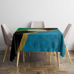 African Volcano Kilimanjaro Tanzania Tablecloth Grunge Flag Map of Tanzania - African Pride