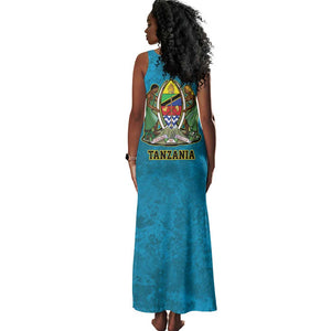 African Volcano Kilimanjaro Tanzania Tank Maxi Dress Grunge Flag Map of Tanzania - African Pride