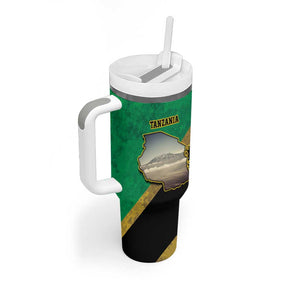 African Volcano Kilimanjaro Tanzania Tumbler With Handle Grunge Flag Map of Tanzania - African Pride