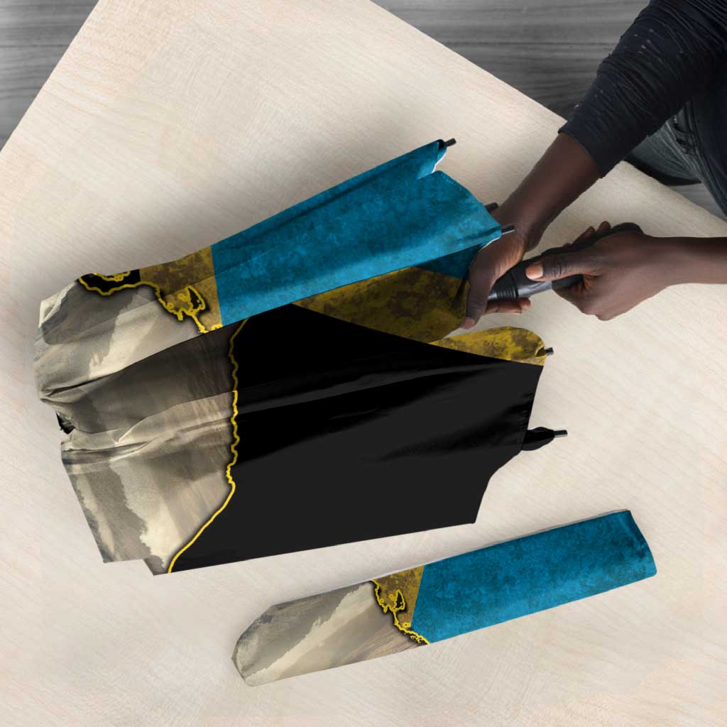 African Volcano Kilimanjaro Tanzania Umbrella Grunge Flag Map of Tanzania